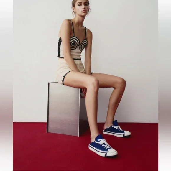 ZARA BLOGGERS FAVORITE CROTCHET TOP Size Medium NWT - Picture 6 of 9